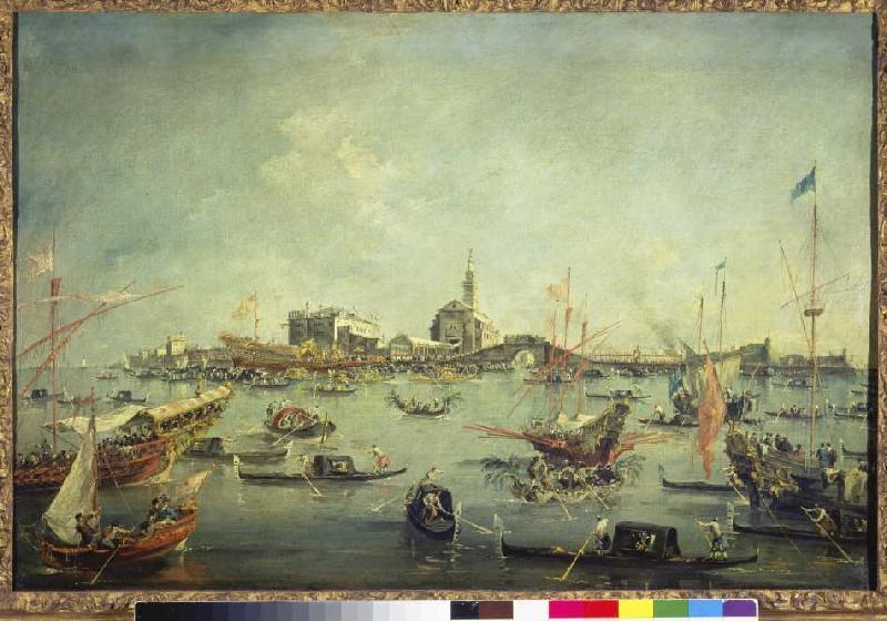 The Doge on the Buccintoro in front of San Niccoló del Lido on Ascension Day od Francesco Guardi