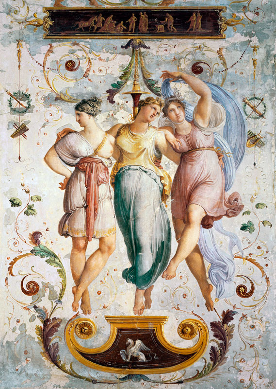 Decorative panel with dancers (fresco) od Francesco Hayez