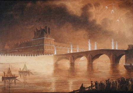 Illumination of the Quay and Pont des Tuileries od Francesco Piranesi