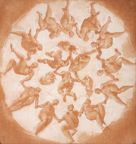 Dance of the Hours and three putti with cornucopiae od Francesco Primaticcio
