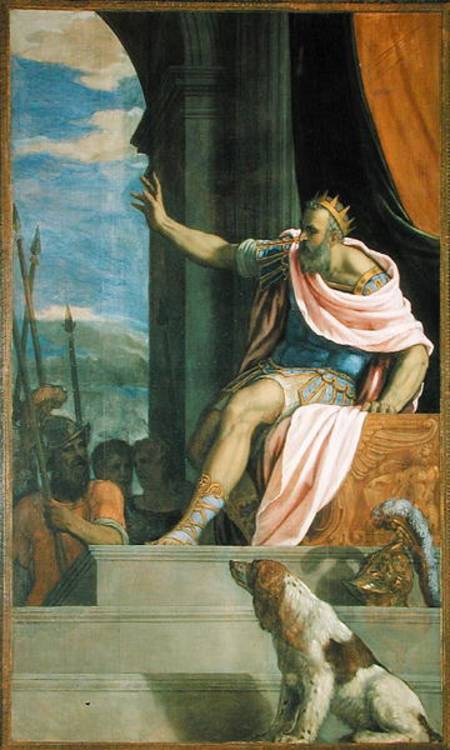 Saul throwing the lance at the head of David od Francesco Salviati