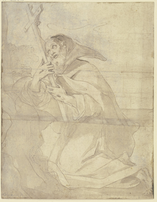 Kniender Heiliger Franziskus, das Kruzifix anbetend od Francesco Vanni