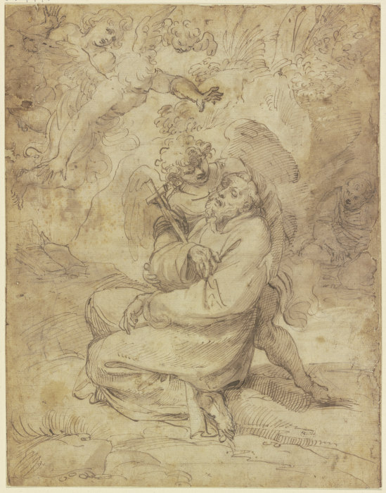 Sterbender Heiliger Franziskus, von Engeln getröstet od Francesco Vanni