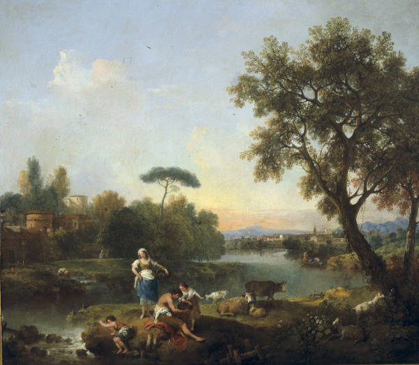 F.Zuccarelli / Landscape w.Boy Fishing od Francesco Zuccarelli