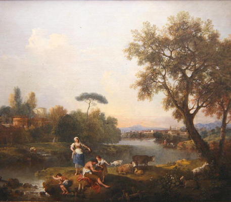 Landscape with a Boy Fishing, c.1740-50 (oil on canvas) od Francesco Zuccarelli