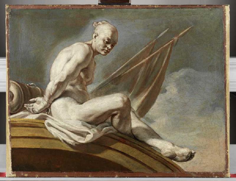 Supraporte mit einem gefesselten Sklaven. od Francesco (L'Abate Ciccio) Solimena