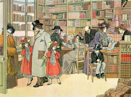 The Book Shop, from 'The Book of Shops', 1899 (colour litho) od Francis Donkin Bedford