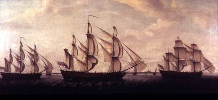 Three Hudson Bay ships in the Thames od Francis Holman
