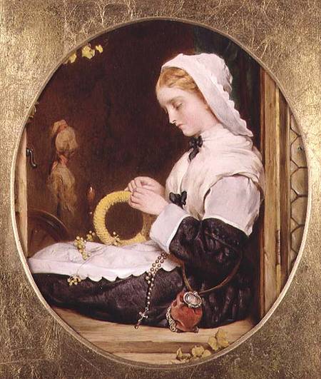 A Lady Sewing at a Window od Francis John Wyburd