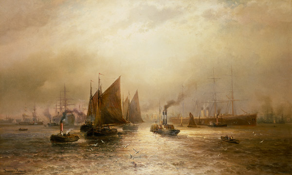 A Busy Morning on the River Mersey od Francis Krause