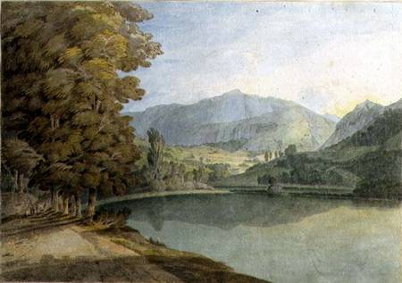 Rydal Water (pen & ink with w/c on paper) od Francis Towne