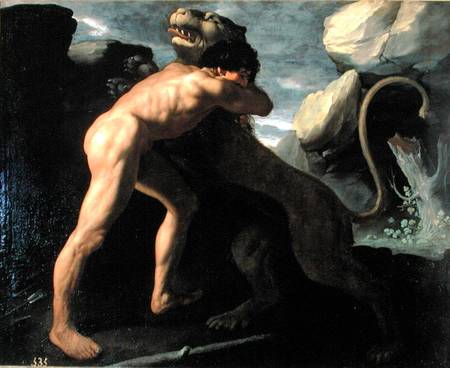 Hercules Fighting with the Nemean Lion od Francisco de Zurbarán (y Salazar)