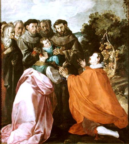 Healing of St. Bonaventure by St. Francis of Assisi od Francisco Herrera