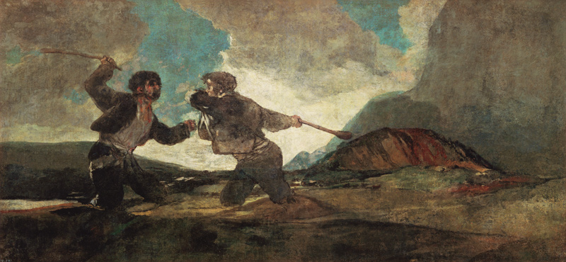Duel with Clubs (black pictures for the Quinta del Sordo) od Francisco José de Goya