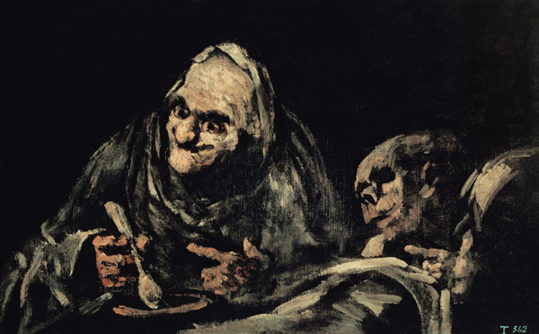 Two Old Men Eating, one of the 'Black Paintings' od Francisco José de Goya