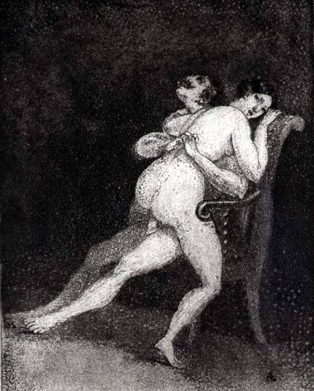 A couple having sex on a chair od Francisco José de Goya
