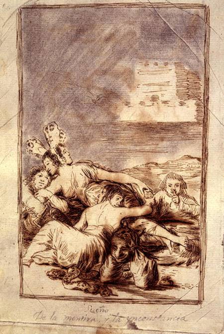 The Duchess of Alba, a suppressed plate entitled 'Dreams of Lies and Inconstancy', from the 'Los Cap od Francisco José de Goya