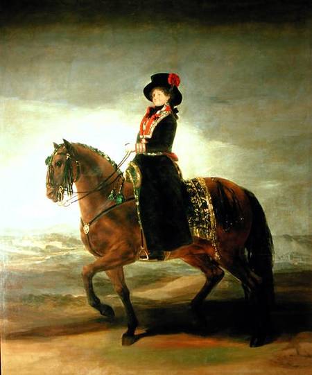 Equestrian portrait of Queen Maria Luisa (1751-1819) wife of King Charles IV (1788-1808) of Spain od Francisco José de Goya