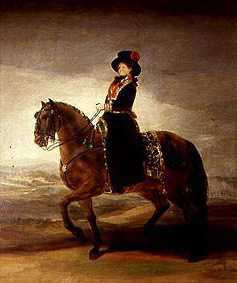 The queen Maria Luisa to horse od Francisco José de Goya