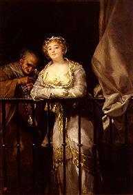 Maja and the matchmaker on the dress circle od Francisco José de Goya