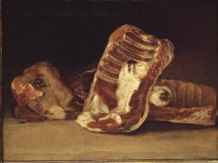 Still life of Sheep's Ribs and Head - The Butcher's Counter od Francisco José de Goya