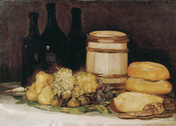 Quiet life with fruits, bottles and breads od Francisco José de Goya