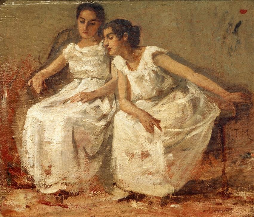 Zwei sitzende Mädchen od Francisco Miralles