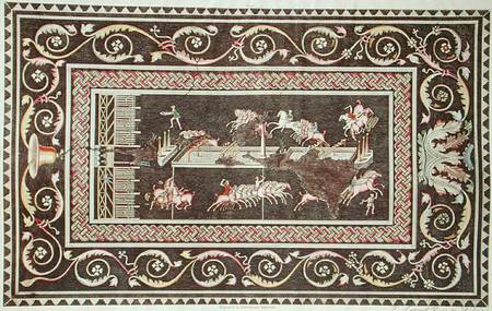 Representation of a mosaic discovered in Lyon depicting Circus games od Francois Artaud