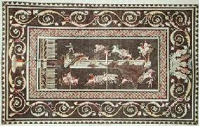 Representation of a mosaic discovered in Lyon depicting Circus games