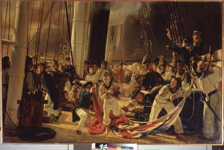 On the Deck During a Sea Battle od François August Biard