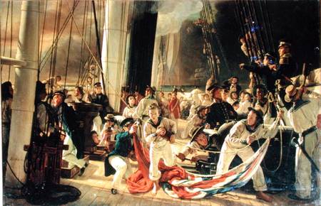 On the deck during a sea battle od François August Biard