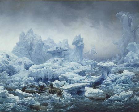 Fishing for Walrus in the Arctic Ocean od François August Biard