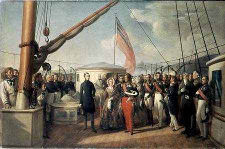 Meeting between Louis-Philippe I (1773-1850) and Queen Victoria (1819-1901) at Le Treport, 2nd Septe od François August Biard