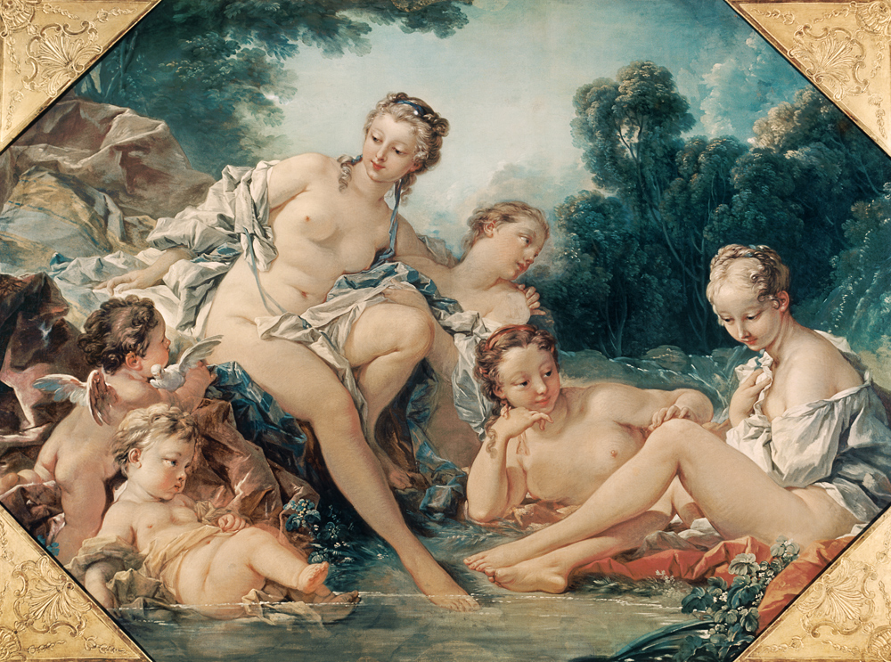 Nymphs and taking a bath Amouretten od François Boucher