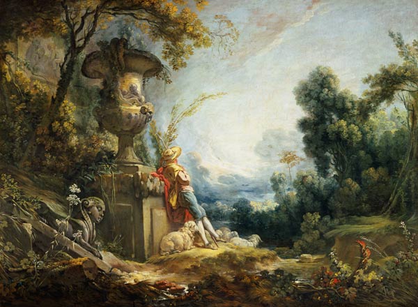 Pastoral Scene, or Young Shepherd in a Landscape od François Boucher