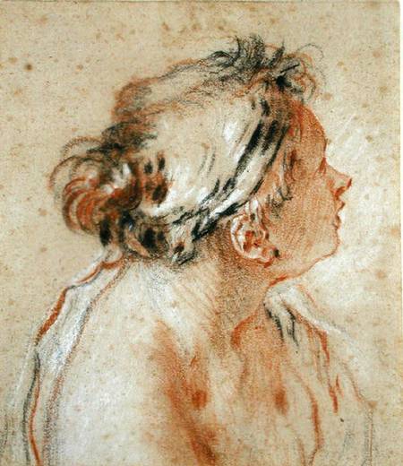 Head of a Nymph (black, white and red chalk on light brown od François Boucher