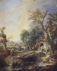 Landschaft mit Einsiedler od François Boucher