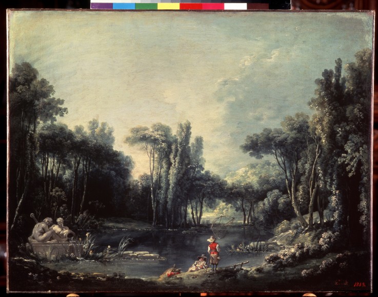 Landscape with a pond od François Boucher