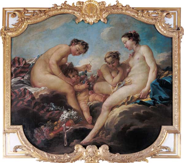 The Three Graces, decorative panel from the Bedroom of the Princess of Rohan od François Boucher