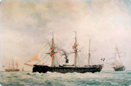The French Battleship, 'La Gloire' od Francois Geoffroy Roux