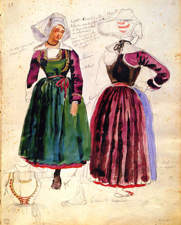 Two Women in traditional Dresses of Pont Aven od François-Hippolyte Lalaisse