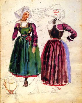Two Women in traditional Dresses of Pont Aven