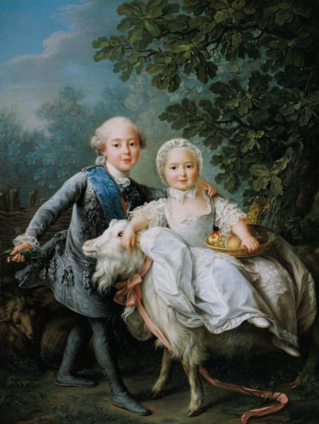 Portrait of Charles Philippe of France (1757-1836) (later Charles X) and his sister Marie Adelaide ( od François-Hubert Drouais