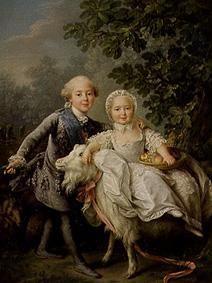 Child portrait Charles Philippe of France with nurse Marie-Adelaide