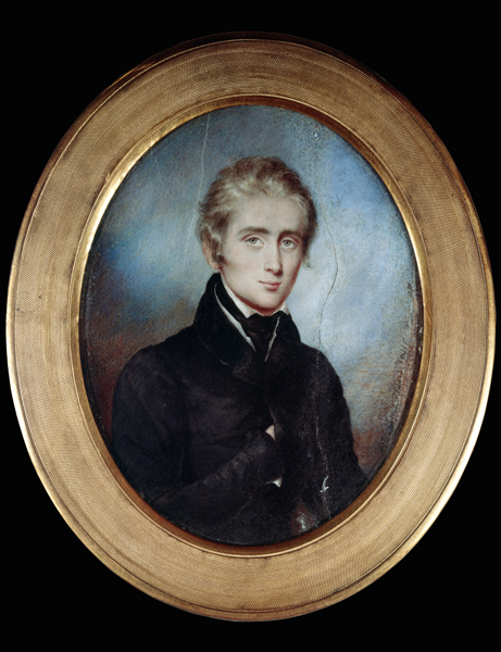 Portrait Franz Liszt in the age from 23 years miniature on ivory od François Lamorinière