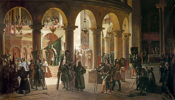 Godfrey of Bouillon (c.1060-1100) Depositing the Trophies of Askalon in the Holy Sepulchre Church, A od François Marius Granet