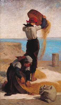 The Winnowers, 1869 (oil on panel) od Francois Nicolas Augustin Feyen-Perrin