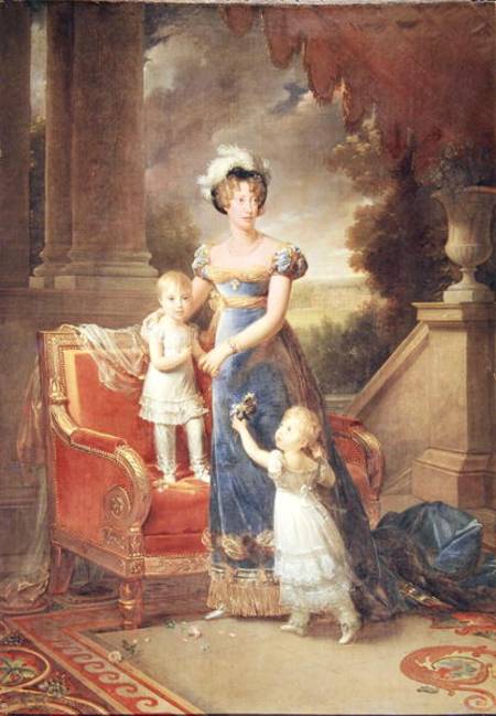 Marie-Caroline de Bourbon (1798-1870) with her Children in Front of the Chateau de Rosny od François Pascal Simon Gérard