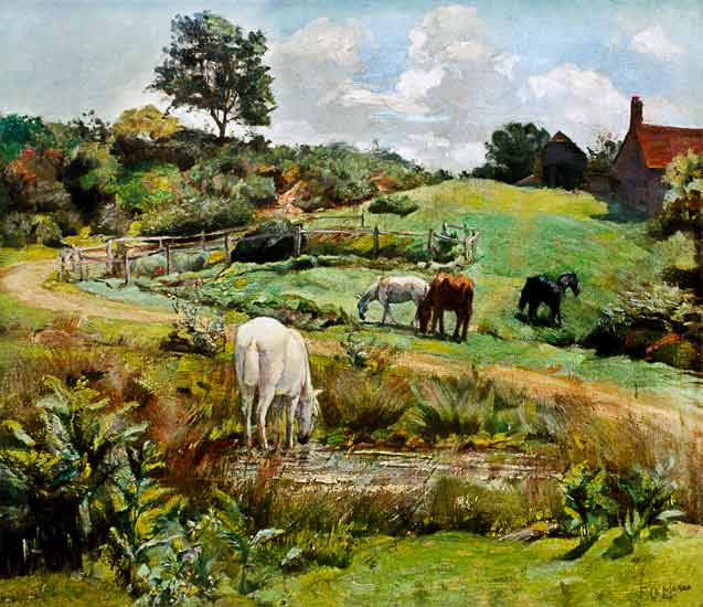 Horses Grazing in a Landscape od Frank O'Meara