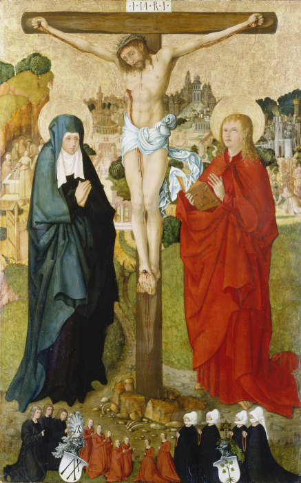 The Crucifixion with Donor Portraits of Wigand Märkel and His Family od Frankfurter Meister um 1500
